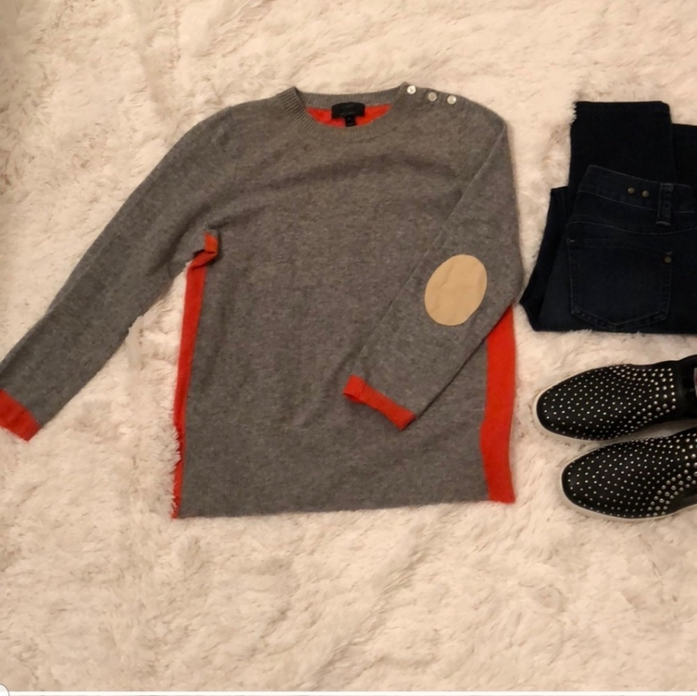 J. Crew color block elbow patch wool sweater.